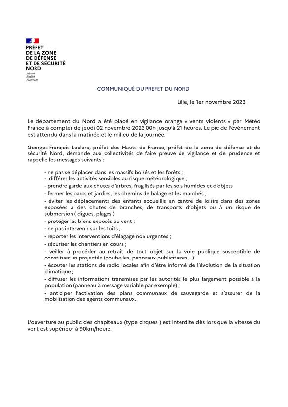 communiqué des consignes à destination des élus - Tempête Ciaran_page-0001